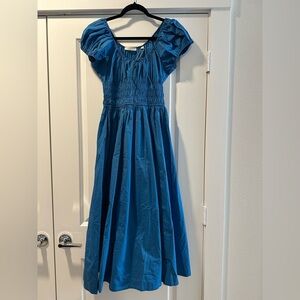 Doen Quinn tie-detailed shirred cotton-poplin midi dress